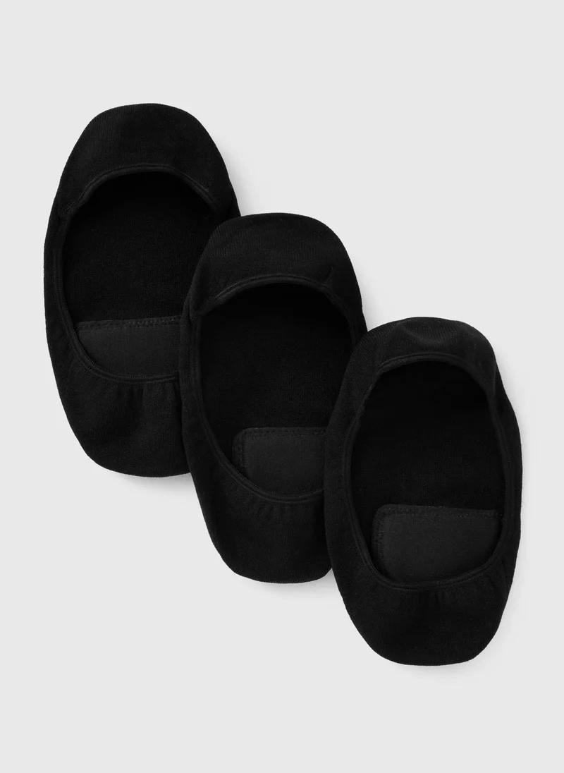 Matalan 3 Pack Black Cushioned Footsie Socks